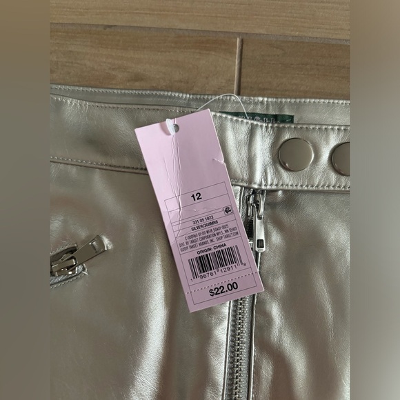 NWT wild fable target moto mini faux leather metallic skirt - Picture 3 of 4